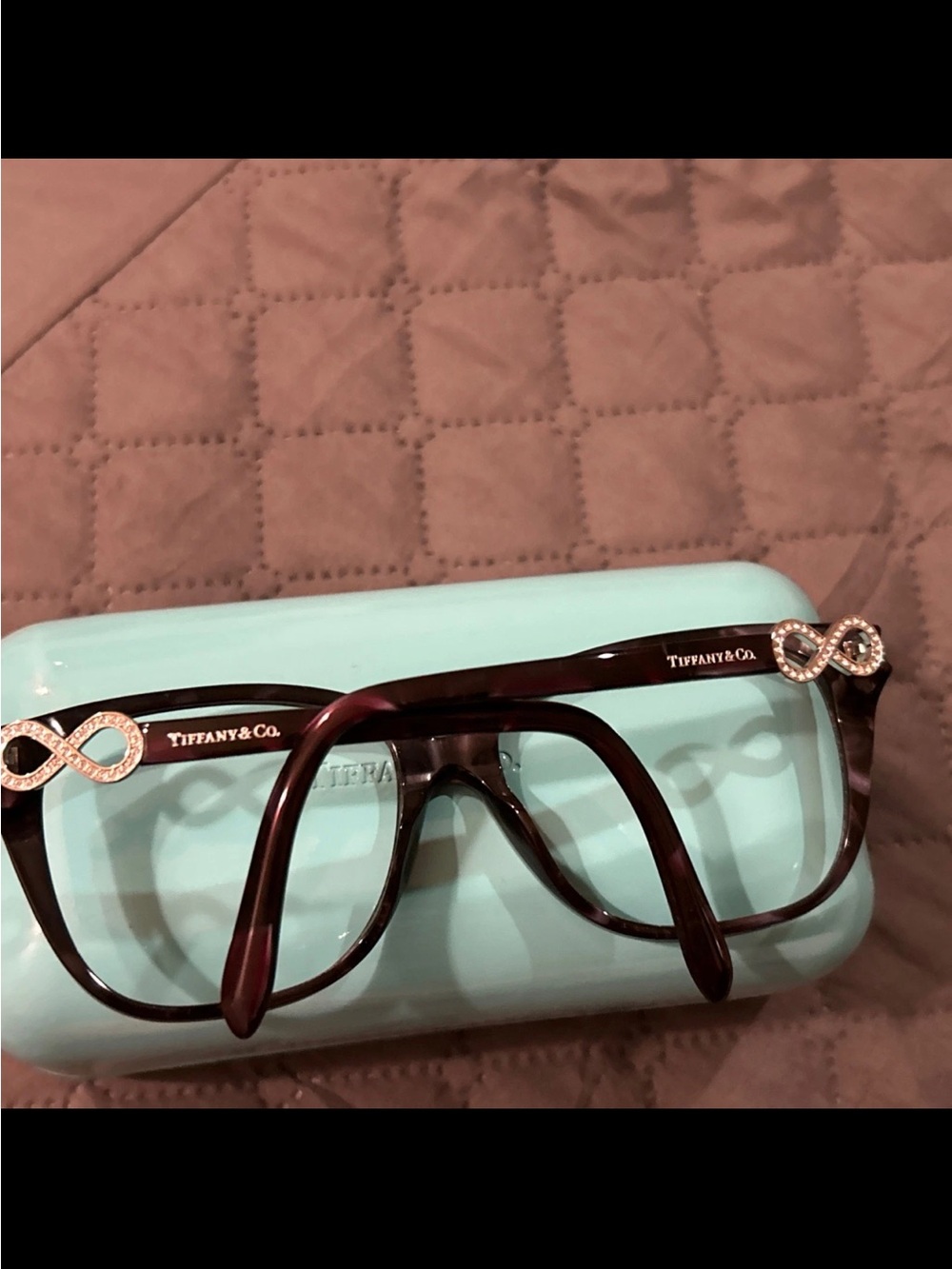 Tiffany & Co. Women's Burgundy Frame Only with Crystal Infinity Accents